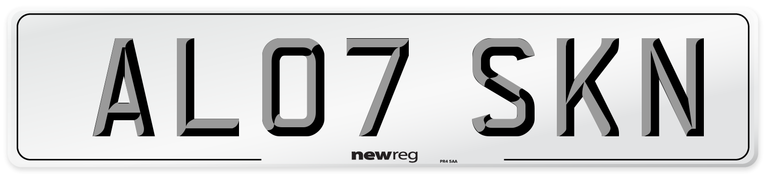 AL07 SKN Number Plate from New Reg